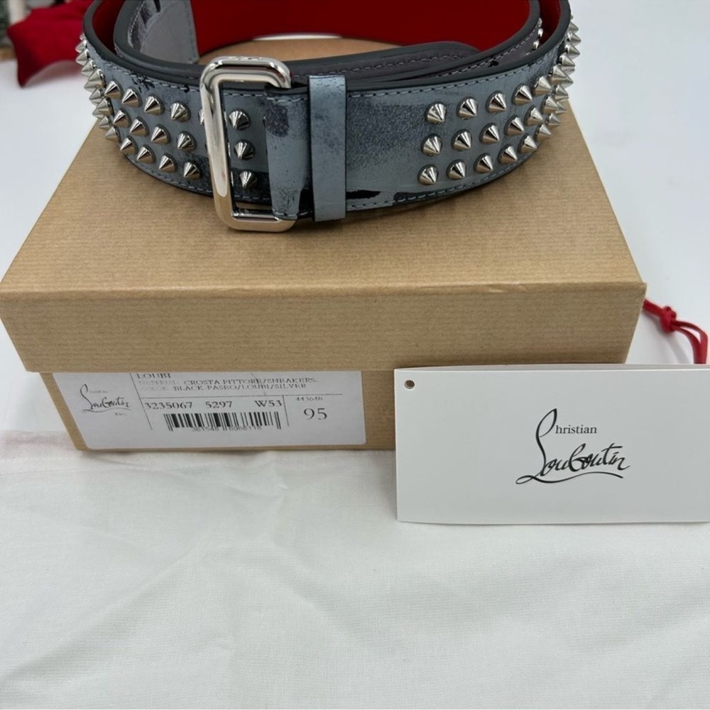 Men’s Christian Louboutin Loubi spike belt size 95 cm/38 inch maiden in Italy - Picture 2 of 7